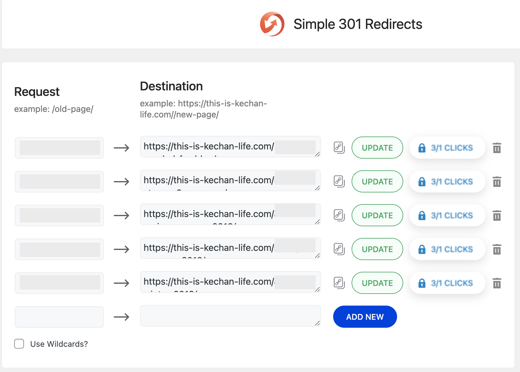Simple 301 Redirects_setting